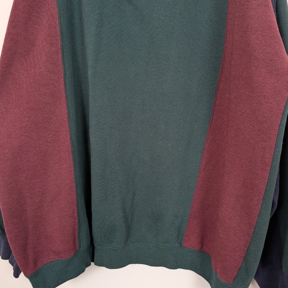 Free with Purchase Colorblock Sweater Quarter Zip Long Sleeve Baggy - Picture 6 of 9